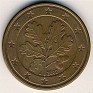 Euro - 5 Euro Cent - Germany - 2002 - Cobre Chapado en Acero - KM# 209 - Obv: Oak leaves Rev: Denomination and globe - 0